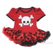 Halloween Red Baby Bodysuit Red Black Dots Pettiskirt & White Skeleton Print JS4768